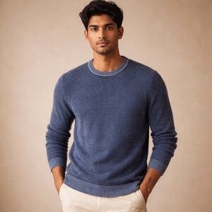 Tasso Elba 100% Cotton Men's Classic Navy Crewneck Sweater Size Medium